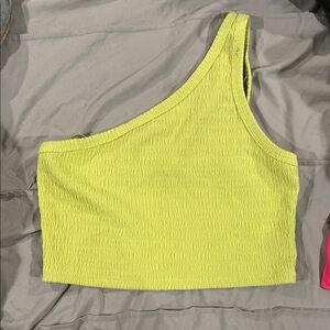 One-Shoulder Lime Green Women's Top